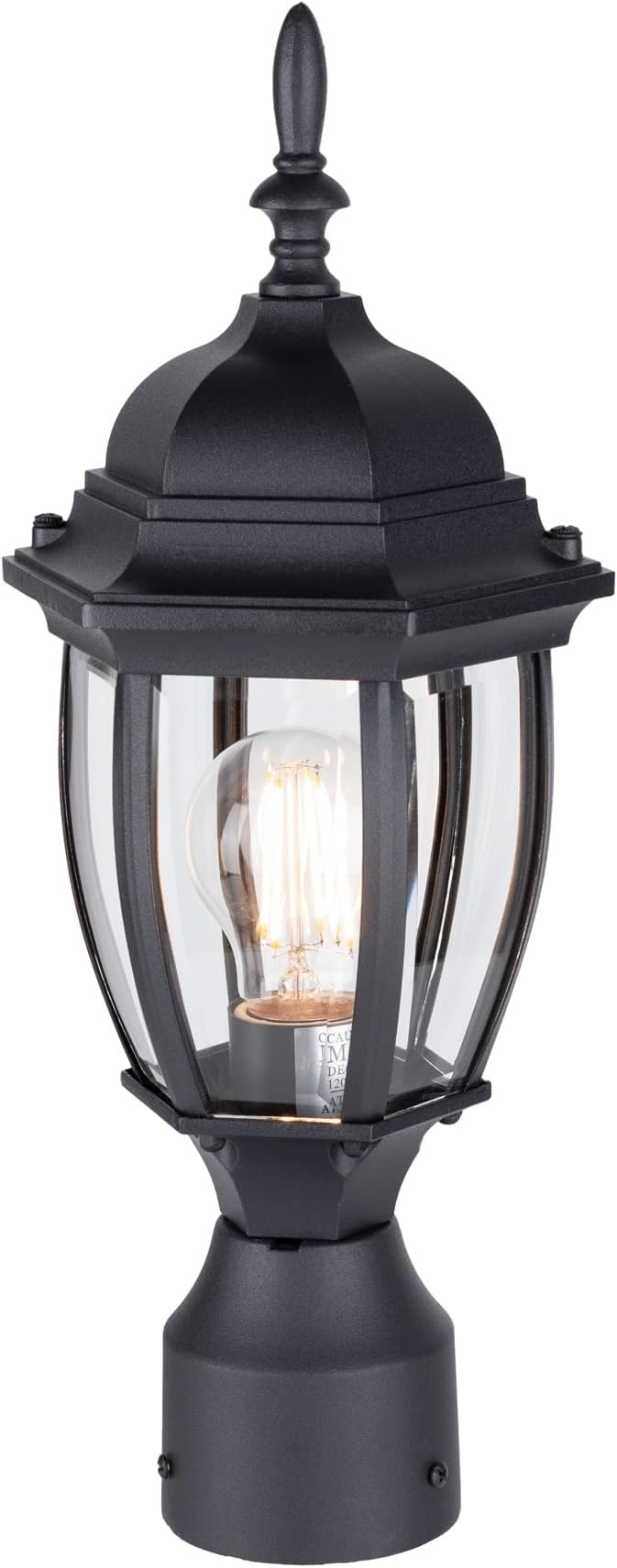 Outdoor Post Lighting Fixture, Black Weatherproof Post Light