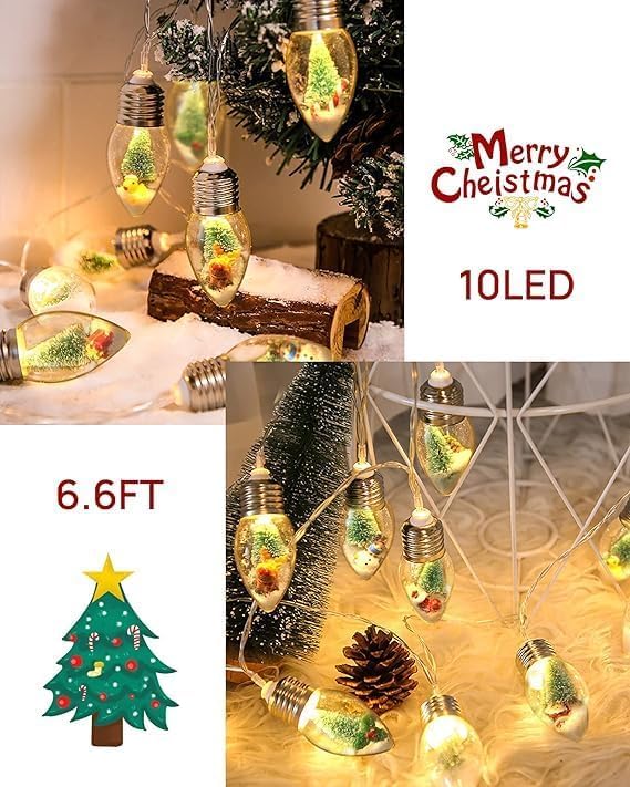 Christmas Patio String Lights, 6ft 10 LED Waterproof