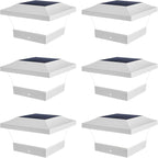 6-Pack Cool White Solar Patio Post Lights, Outdoor LED Caps