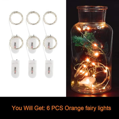 6-Pack 3ft Christmas LED String Lights, Waterproof Timer Lights