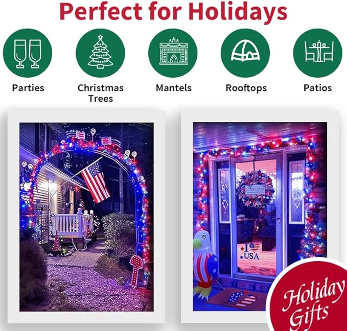 16ft Christmas LED String Lights, Waterproof Timer Lights