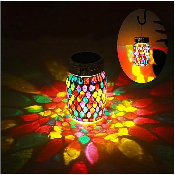 Mosaic Solar Hanging Lanterns 2-Pack, Decorative Porch Decor