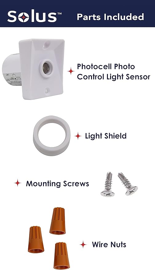 Solus Dusk-to-Dawn Sensor with Ezee Change Plug – Outdoor Photocell Sensor for 3" Lamp Posts – Auto On/Off – UL Listed – 120V – 5 Year Warranty, (White, Pack of 4)