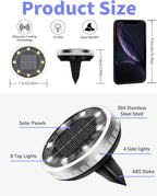 12-Pack Cool White In-Ground Solar Lights, Flat LED Garden