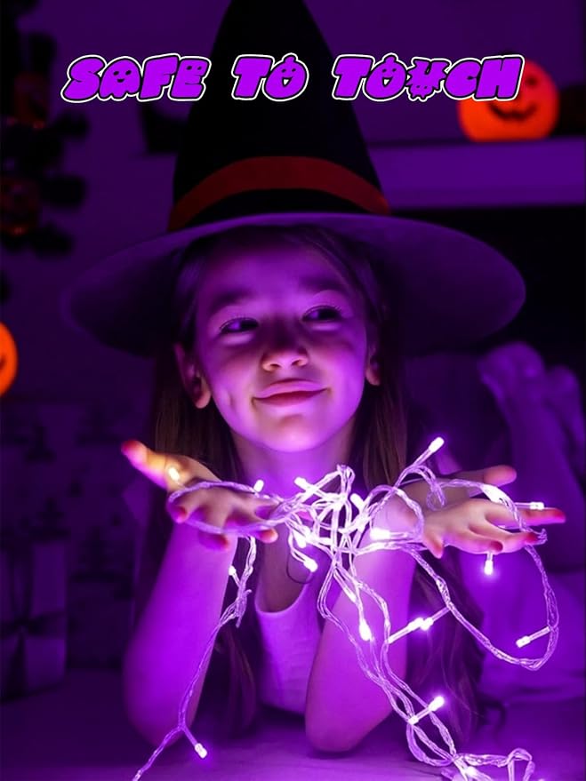 Christmas String Lights Battery Operated with Auto Timer, 33FT 100 LED Waterproof Purple Twinkle Lights, 8 Modes Fairy Lights for Indoor ＆ Outdoor Party Bedroom Garland Tree Yard Christmas Decorations
