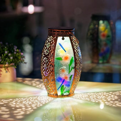 VEWOGARDEN Solar Lanterns Outdoor Waterproof Hanging Decorative Dragonfly Solar Lights for Patio Porch Garden Table Decor