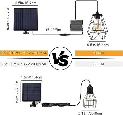 Solar Lights Outdoor Dusk to Dawn Shed Light 9.8FT Extension Cable Solar Powered Bulb Pendant Waterproof for Indoor, Chicken Coop, Porch, Gazebo (Warm White)