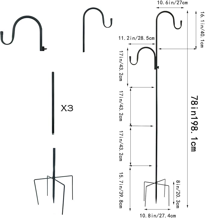 78" Shepherd's Hooks, Heavy-Duty Garden Stakes