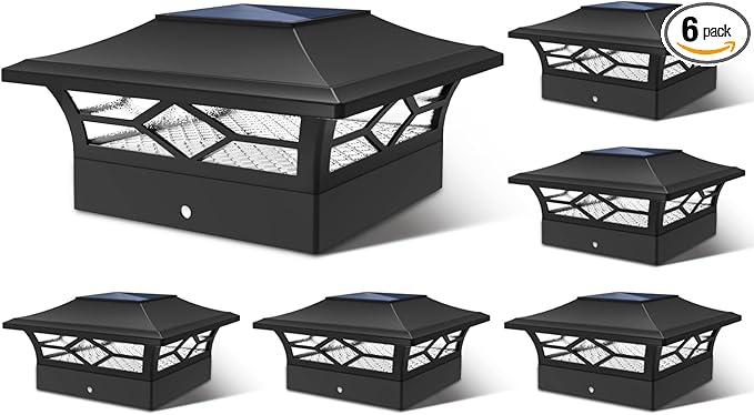 Solar Fence Post Caps 6-Pack, Yard LED