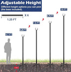 2-Pack Metal String Light Poles, 10ft Patio Light Stands