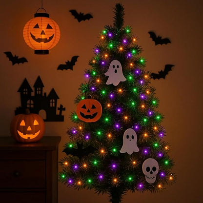 50 LED Halloween Twinkle Lights, 16ft Waterproof for Porch