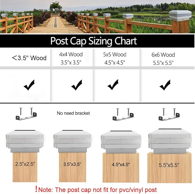 Sumaote 4x4 Solar Post Cap Light, 52 LEDs 160 Lumen Outdoor Deck Lights for 4x4 Wooden Posts, IP65 Waterproof 6000K Daylight White Decorative Lighting for Fence Porch Garden, White Shell, 4 Pack