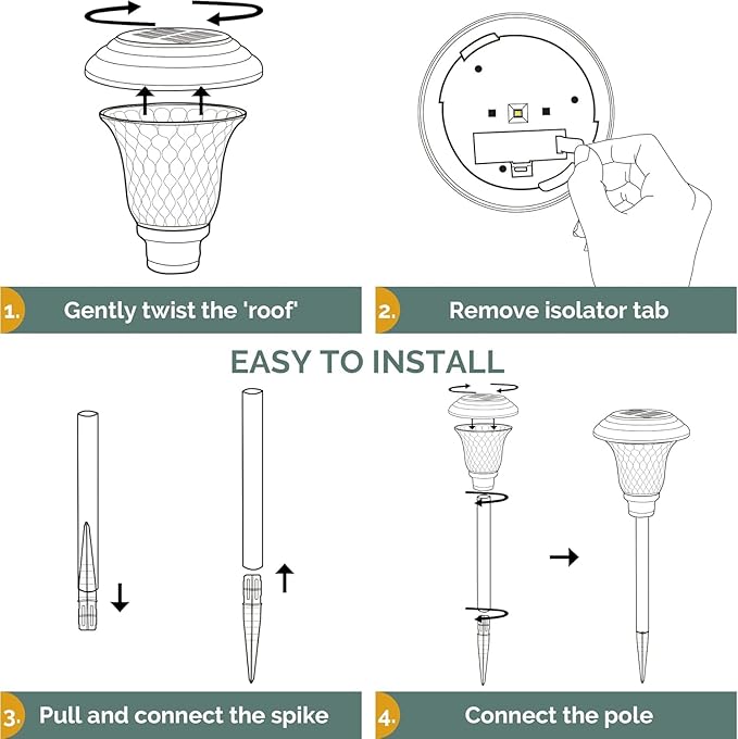 Warm White Solar Pathway Lights 8-Pack, Driveway LED