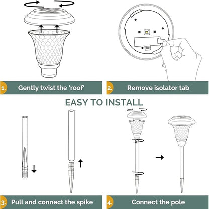 GIGALUMI 8 Pack Solar Pathway Lights, Solar Garden Lights Outdoor Warm White, Waterproof Led Path Lights for Yard, Patio, Landscape, Walkway (Brown)
