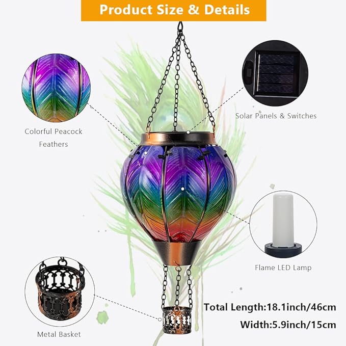 Metal Courtyard Solar Lanterns for Garden, Waterproof LED