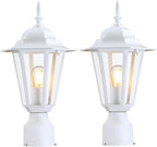 White Lamp Post Light with Planter, Solar Outdoor