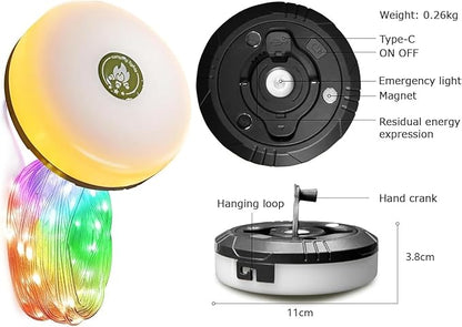Camping String Lights | Rechargeable 4 in 1 Quick Storage 32.8FT Tent Lights with 8 Modes | Hanging Waterproof LED Lamp for Outdoor Patio Garden Party | Christmas Holiday Decor - Camping Gear