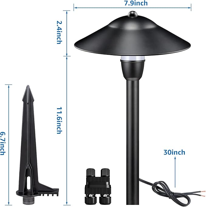 SUNVIE LED Pathway Lights Low Voltage 12-24V 3W Landscape Lighting, 3000K Low Voltage Landscape Lights, IP65 Waterproof Aluminum Path and Area Light for Outdoor Yard Garden Walkway, 2 Pack