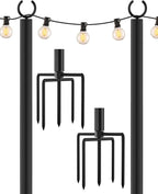 2-Pack Metal String Light Poles, 10ft Party Stands