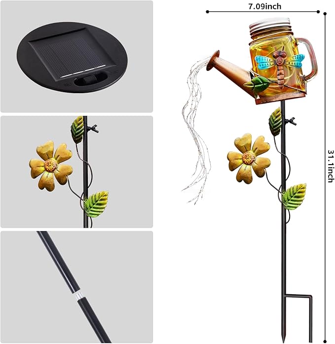 Solar Watering Can Light, Solar Yard Decorations Outdoor,Garden Decor Lights for Yard,IP65 Waterproof Hanging Lantern Lights,Outside Patio Lawn, Gifts for Mom Grandma Women Birthday