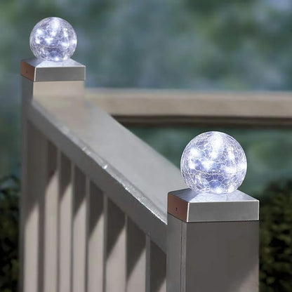 SUNNYPARK Solar Post Lights - Outdoor Post Cap Light for Fence Deck or Patio Garden Decoration- Solar Powered Gazing Ball Caps, LED Lighting, Lamp Fits 4x4 - White 4 Pack