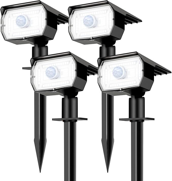 4-Pack Solar RGB Color-Changing Spotlights, 56 LED Garden Lights