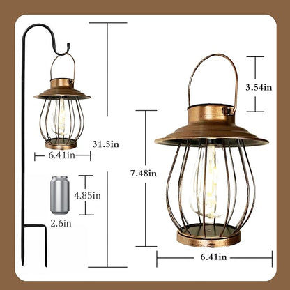 Solar Lanterns Outdoor Waterproof - Outdoor Hanging Lantern with Shepherds Hook, Christmas Halloween Housewarming Gifts for Women Mom Grandma, Lanterns Decorative Outdoor for Yard Patio Backyard Porch