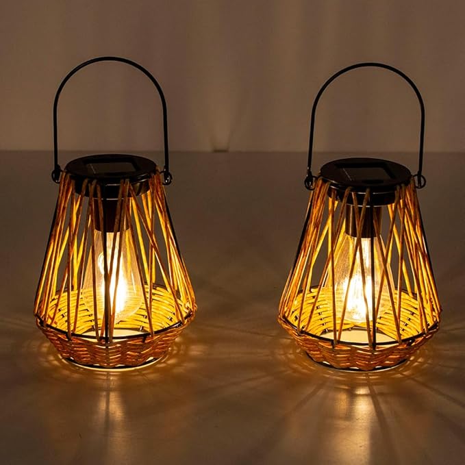 2-Pack Elegant Garden Solar Lanterns for Yard, Waterproof LED