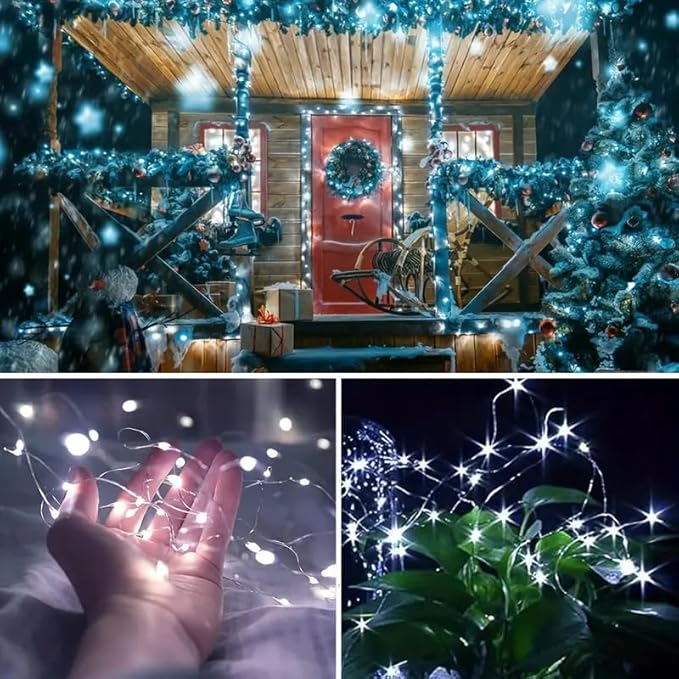 2-Pack 16ft Christmas LED String Lights, Waterproof Timer Lights