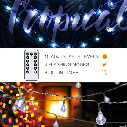 Metaku Outdoor String Lights Battery Operated 16.4ft 50LED Fairy Lights with Remote Waterproof Indoor Outdoor Hanging Globe Decorative for Patio Gazebo Bistro Garden Balcony
