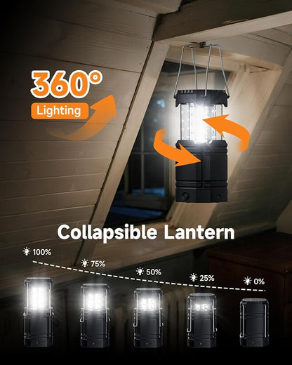 4-Pack Multi-Function Rechargeable Camping Lantern