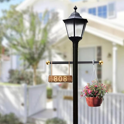 Lamp Post Cross Arm 16 inch Steel Lamp Post Cross Bar Ladder Rest Post Cross Arm Replacement for Outdoor Lamp Post (Gold 2 Pack)