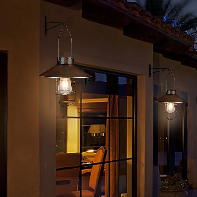 Rustic Backyard Solar Lanterns for Yard, Waterproof LED