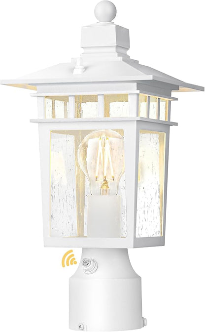 Dusk to Dawn Outdoor Post Lights, Waterproof Lamp Post Light Fixture, Aluminum Lamp Posts Outdoor Lighting Pole Lantern for Outside Yard Patio Pathway Garden Deck, Hard Wired (1 Pack, White)