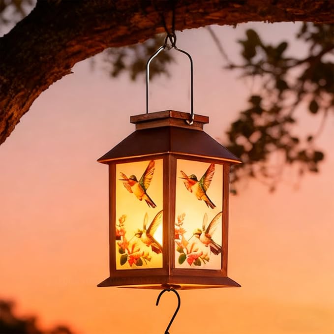 JOBOSI Solar Lantern Hummingbird, Portable Decorative Gift, Solar Light, Gifts for Mom, Women, Grandma, Garden Yard Lawn Decoration, Christmas and New Year Gift