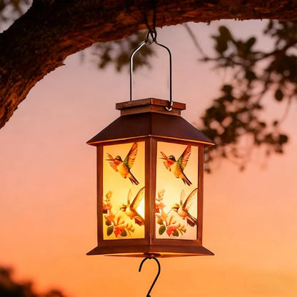 JOBOSI Solar Lantern Hummingbird, Portable Decorative Gift, Solar Light, Gifts for Mom, Women, Grandma, Garden Yard Lawn Decoration, Christmas and New Year Gift