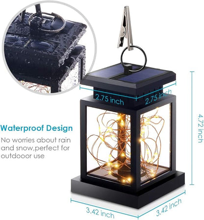 TOPCHANCES Solar Mason Jar Lights, Outdoor Lantern Hanging Lights Lamp Solar String Lights,IP44 Waterproof, Built-in 600 mAh Rechargeable Battery for Garden Patio Courtyard (Stars)