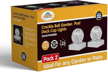 SUNNYPARK 2PK Solar Post Cap Lights -Waterproof Outdoor Cap Lights for Deck, Fence, Patio, LED Garden Decorative Lights for Wooden or Vinyl Posts - Warm White