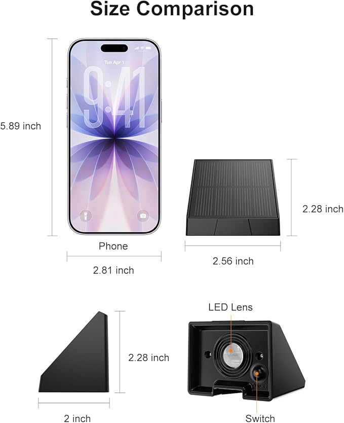8 Pack Solar Powered Fence Lights Outdoor Wall Mount Decorative Waterproof Down LED for Deck, Outside Stairs, Pool Cage, Patio, Backyard, Garden, Bright 3 Color Temperatures Lamps with Easy to Install