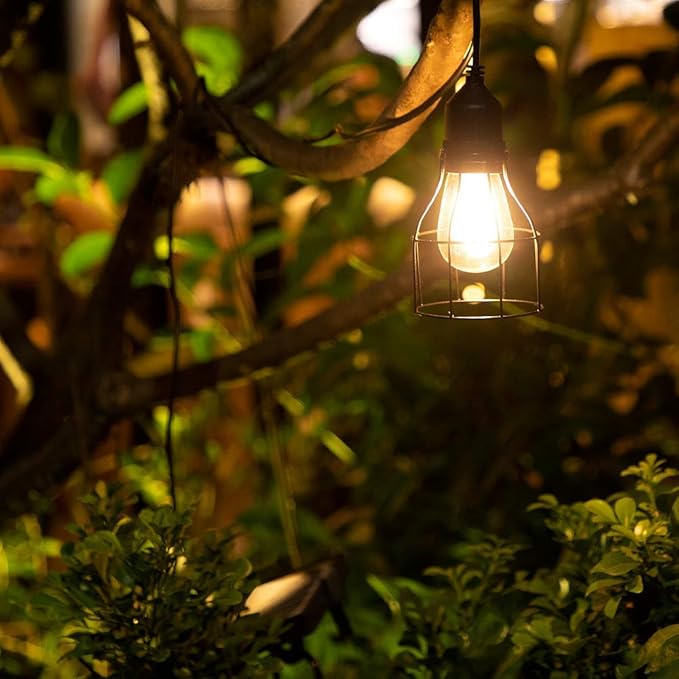 Solar Lights Outdoor Dusk to Dawn Shed Light 9.8FT Extension Cable Solar Powered Bulb Pendant Waterproof for Indoor, Chicken Coop, Porch, Gazebo (Warm White)