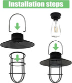2-Pack Rustic Backyard Solar Lanterns for Outdoor, Waterproof LED