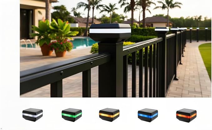 4 Pack Solar Post Cap Lights for 2.5x2.5 inch Aluminum, Metal, and Garden/Pool Fences, Warm/Cool White, and Selectable RGB Colors with Built-in Color-Changing Holiday/Party Mode! (2.5"x2.5")