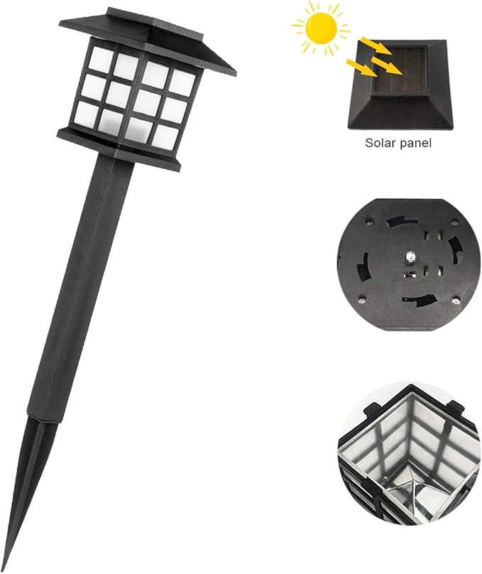 Outdoor Solar Powered LED Garden Lights Landscape Lighting Waterproof Stake Path Lights for Patio Yard Backyard Lawn Terrace Pathway Sidewalk Pathway Walkway Driveway Decorations 8 Pack Warm White