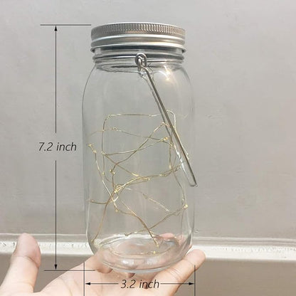 Solar Mason Jar Lights, Large Size Bigger Glass Mason Jar with 30 LEDs Fairy Firefly String Lights, Best Patio Yard Desktop Party Decor Outdoor Solar Hanging Lanterns (2-Pack)