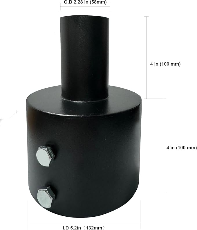 Tenon Slip Fitter Light Pole Adapter for 5 inch Round Pole, 2 3/8" Round Tenon Adapter for Mounting Bracket for Outdoor Shoebox Lighting Street Light Parking Lot Light