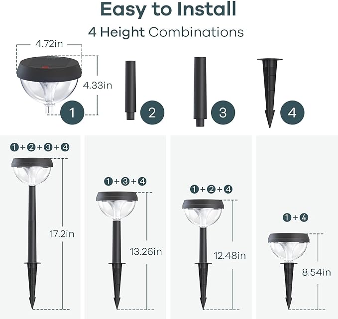 Warm White Solar Pathway Lights 8-Pack, Driveway LED