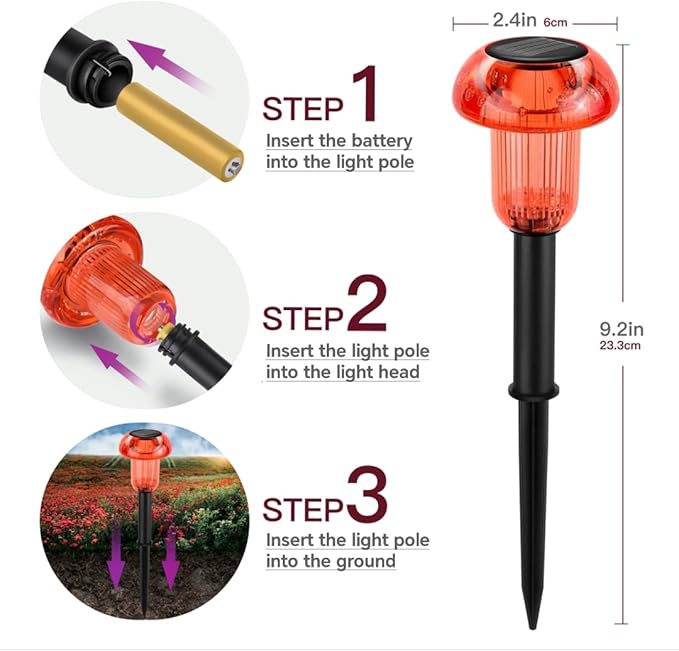 Red Solar Pathway Lights 4-Pack, Walkway LED