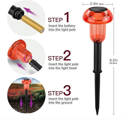 Easter Solar Pathway Lights Outdoor Decorative 4 Pack, Red LED Mushroom Solar Lights Outdoor Waterproof Solar Powered Decor for Yard Driveway Patio, Valentines Day Halloween Christmas Garden Decor