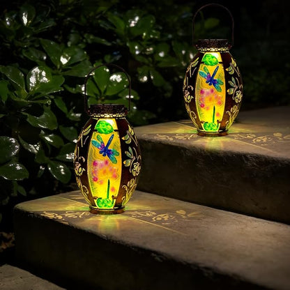 STARSOUL Solar Lantern Outdoor Waterproof, Hanging Solar Lantern for Patio Garden Yard Decor, Dragonfly Garden Decor, Dragonfly Gift for Women