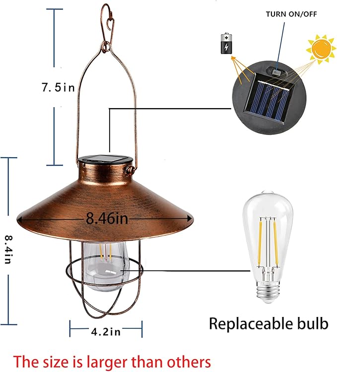 Rustic Backyard Solar Lanterns for Yard, Waterproof LED